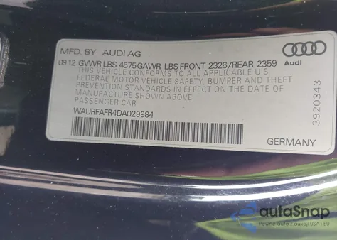 2013 Audi A5 2.0T Premium из США, поврежденный, VIN WAURFAFR4DA029984